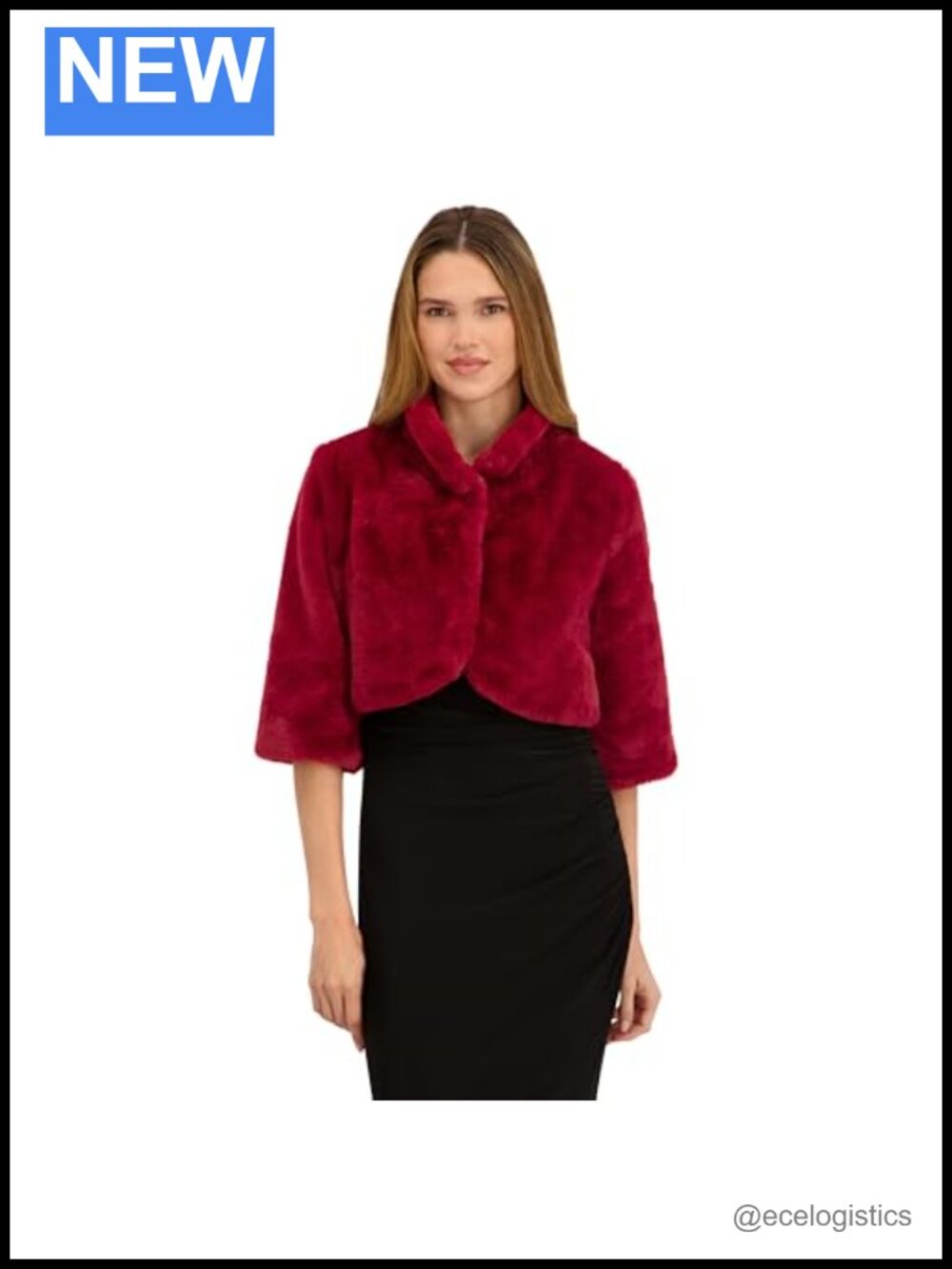 Faux Fur Cropped Shrug Jacket Evening Wrap Shawl Collar Hook & Eye